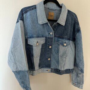 Gap Cropped Patchwork Icon Denim Jacket